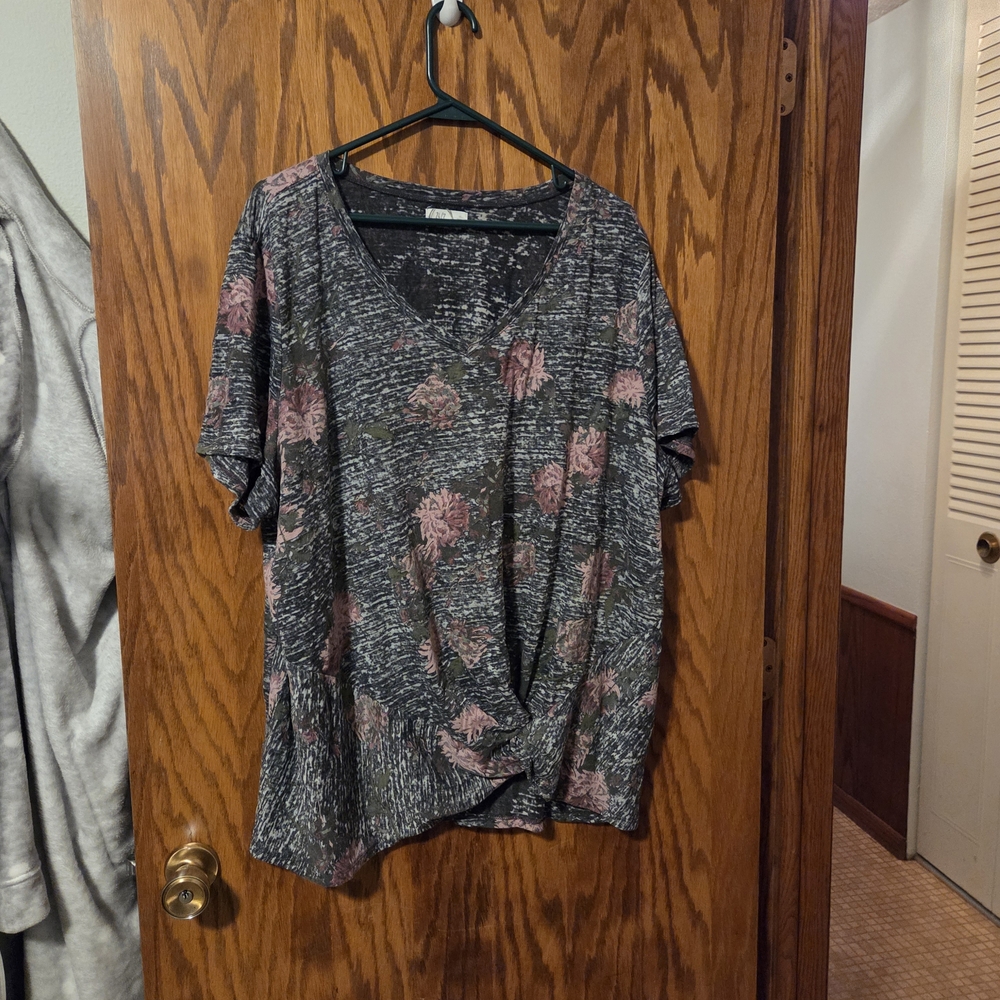 Maurices Black and Pink Floral Blouse